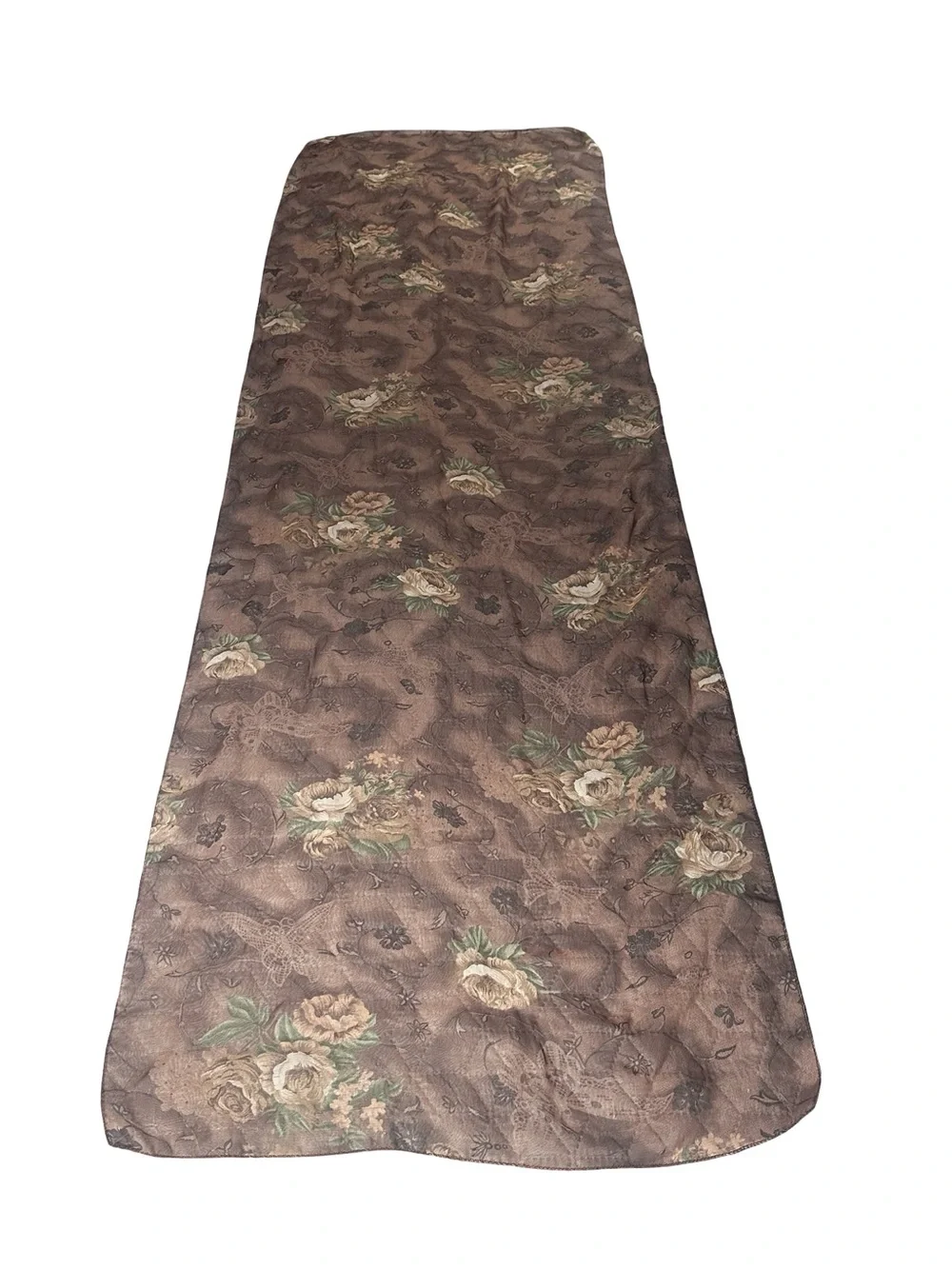 Brown Floral Butterfly Sheer Oblong Scarf Cottagecore Romantic 65x19